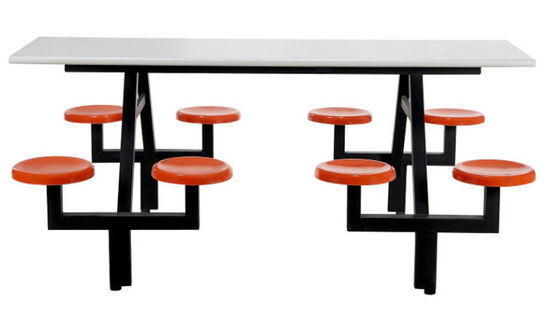 Table de salle à manger en acier faite sur commande de meubles de bureau avec la chaise en plastique dans la cantine scolaire