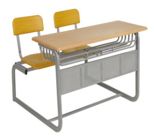 Bureau et chaise d'étudiant combinés par cadre en acier durable en métal de mobilier scolaire doubles